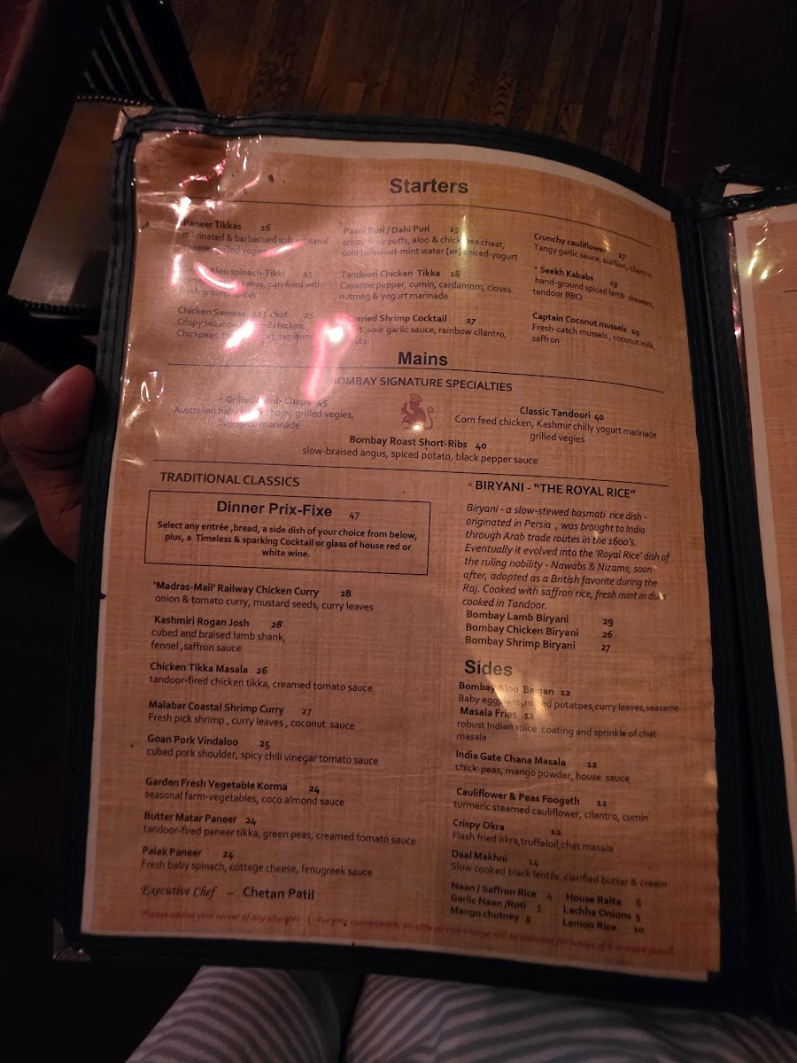 Menu Bombay Bistros - West Village-1