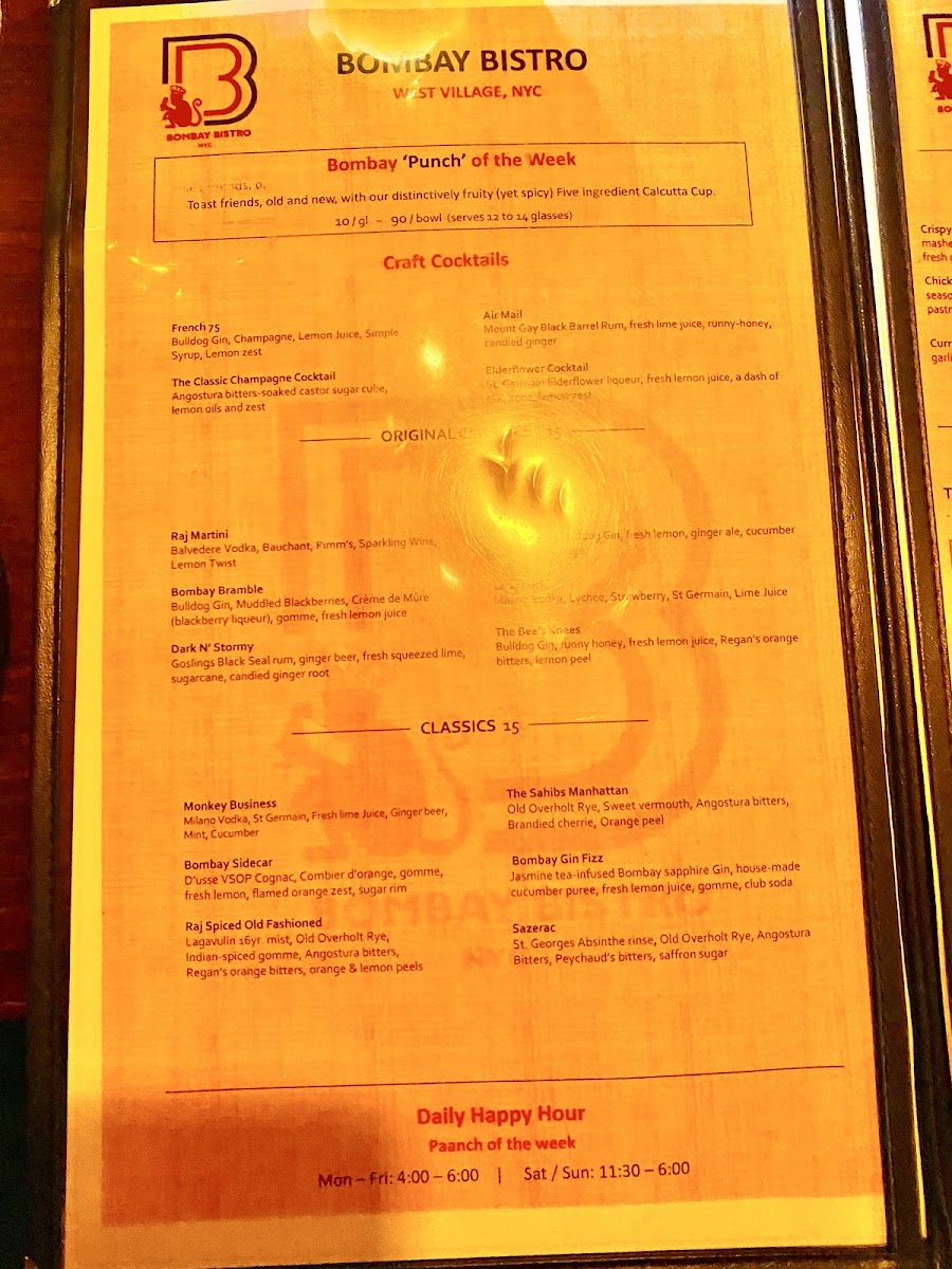 Menu Bombay Bistros - West Village-5